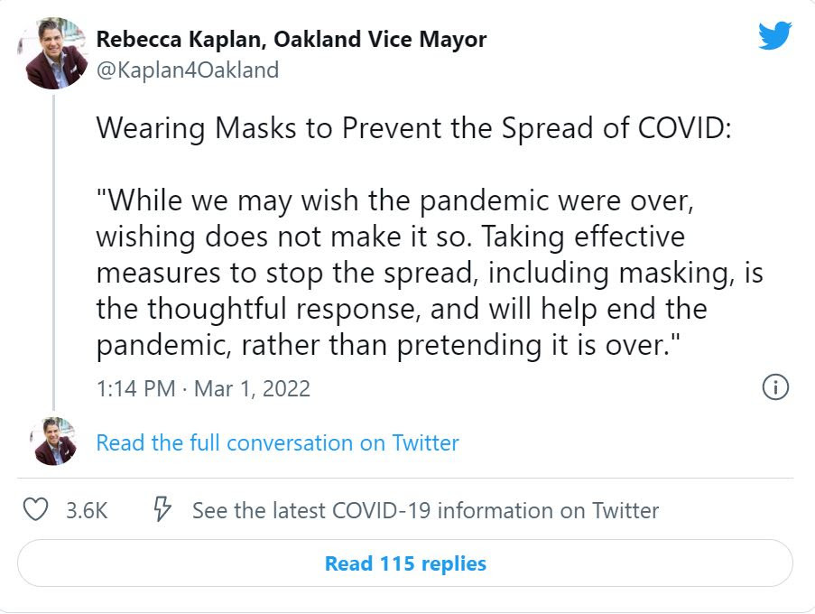 Rebecca Kaplan Mask Tweet