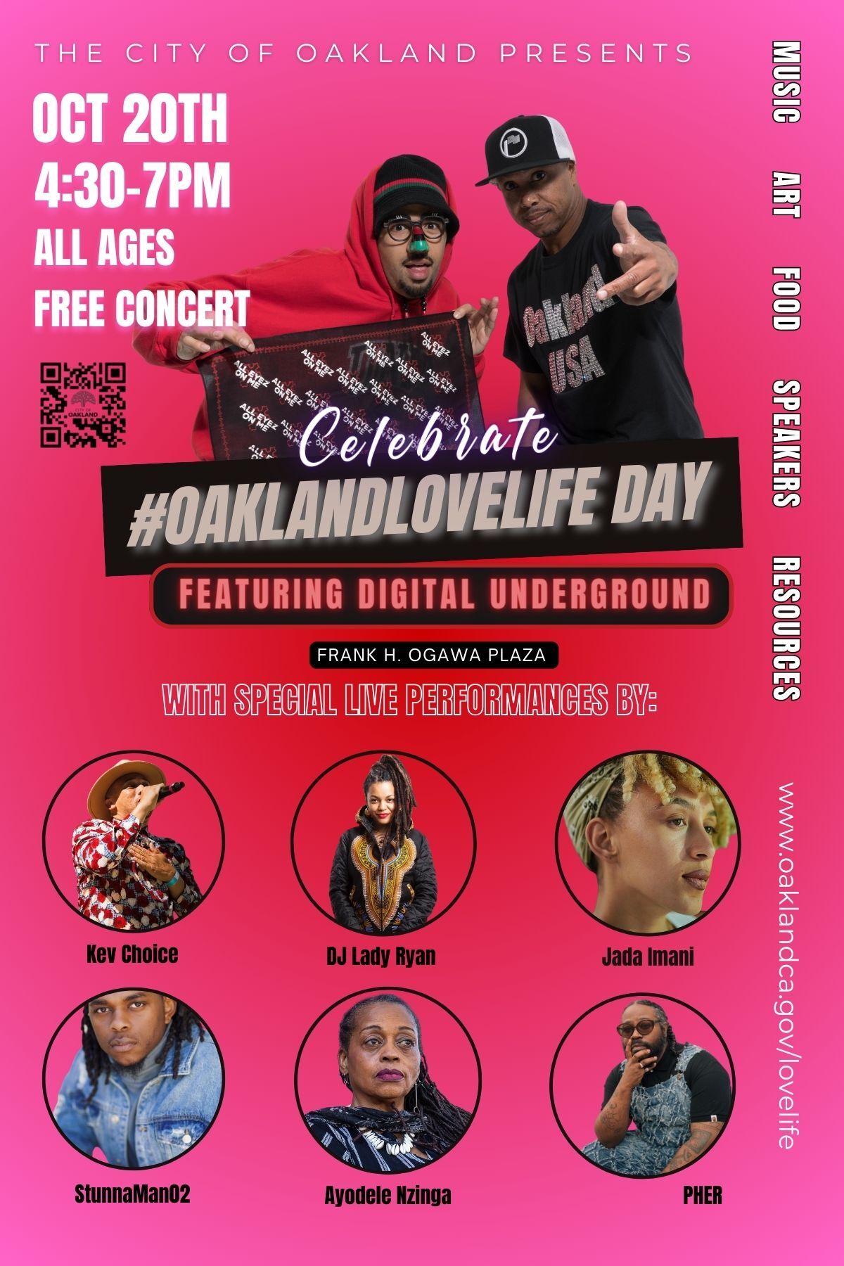 Oakland Love Life Day 2023 on 10/20 at Frank H. Ogawa Plaza from 4:30-7PM. Free for all ages.