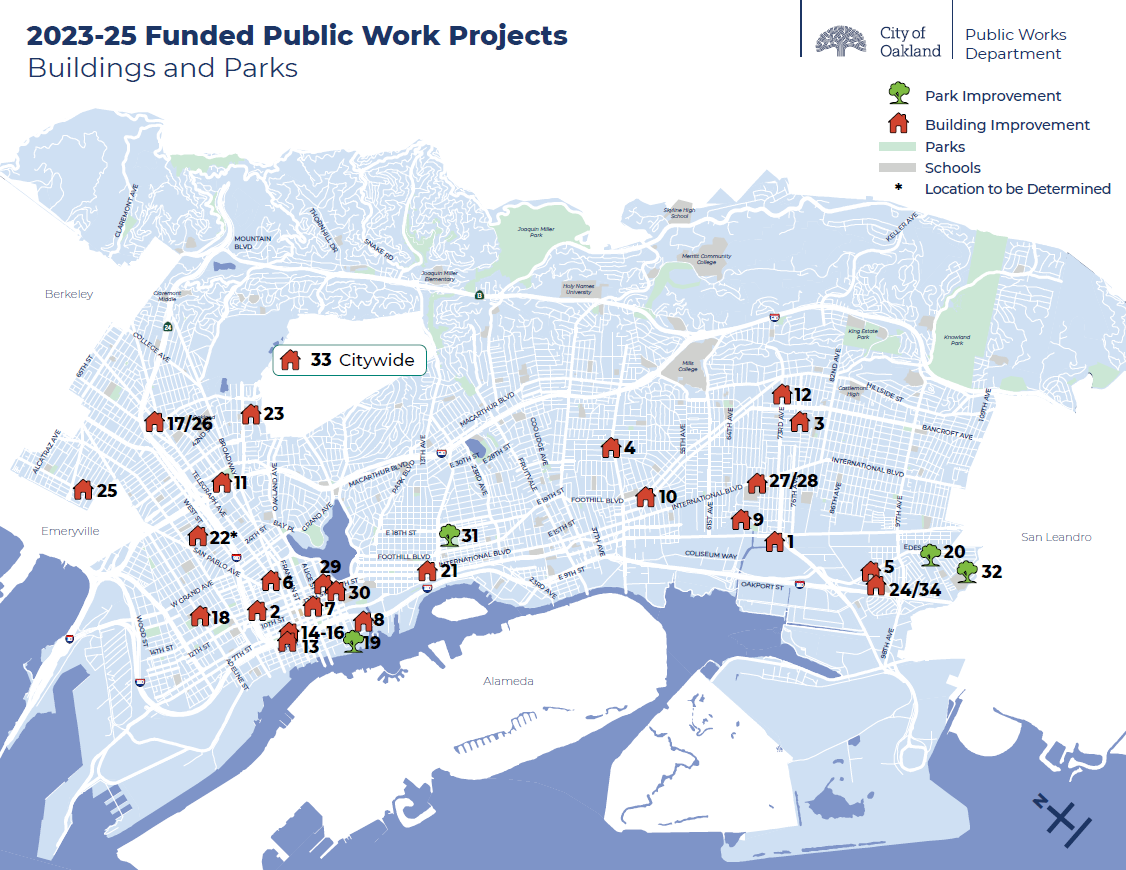 FY 2023-25 Funded Public Works Projects: Not all projects funded with Measure KK