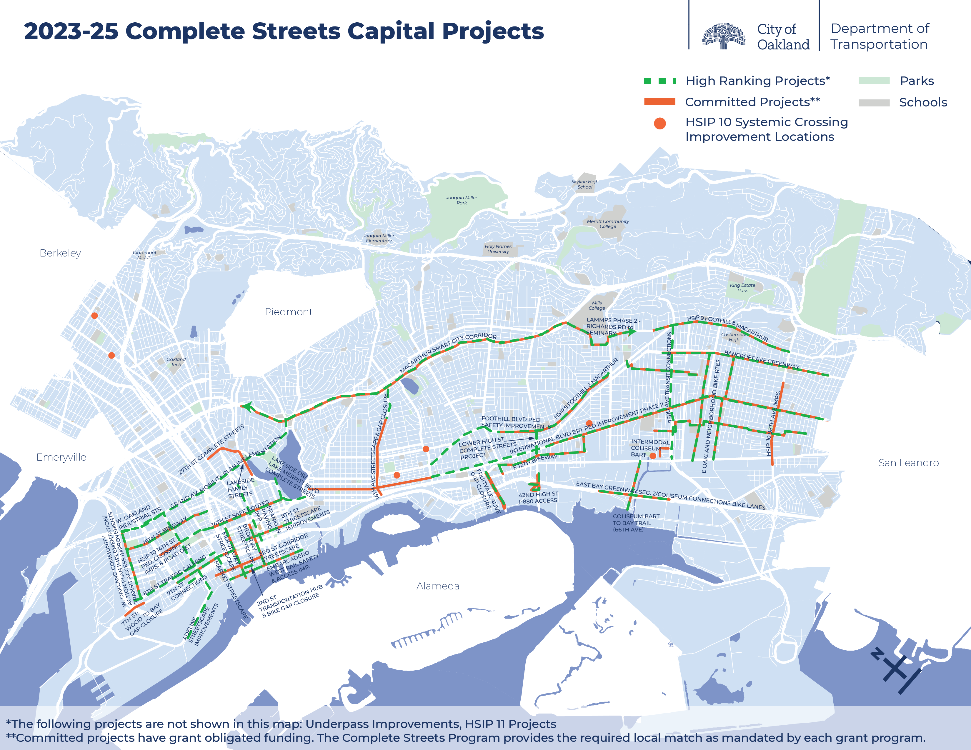 FY 2023-25 Complete Streets Capital Projects: Not all projects funded with Measure KK