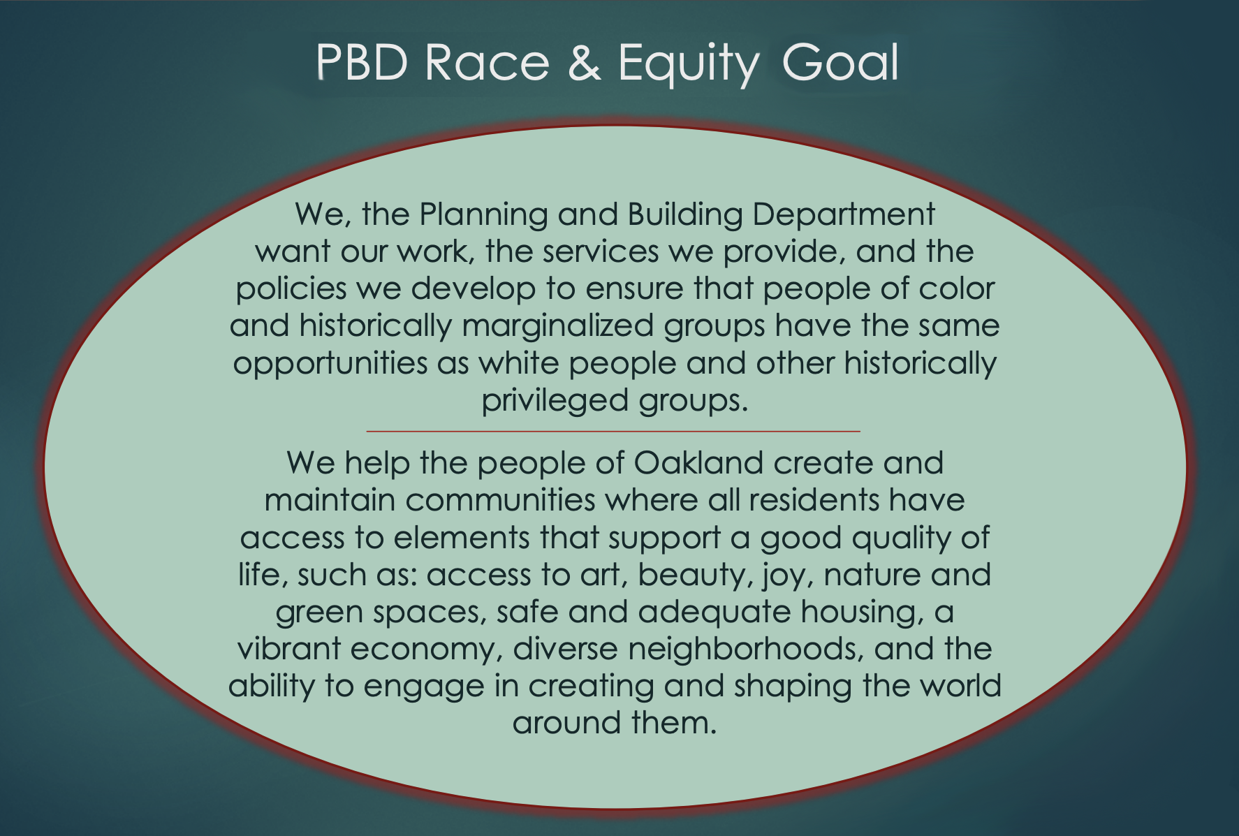 Planning & Building Race & Equity Goal