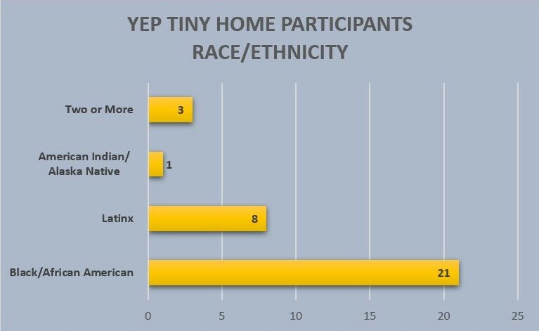 Bar graph of the race/ethnicity of YEP participants