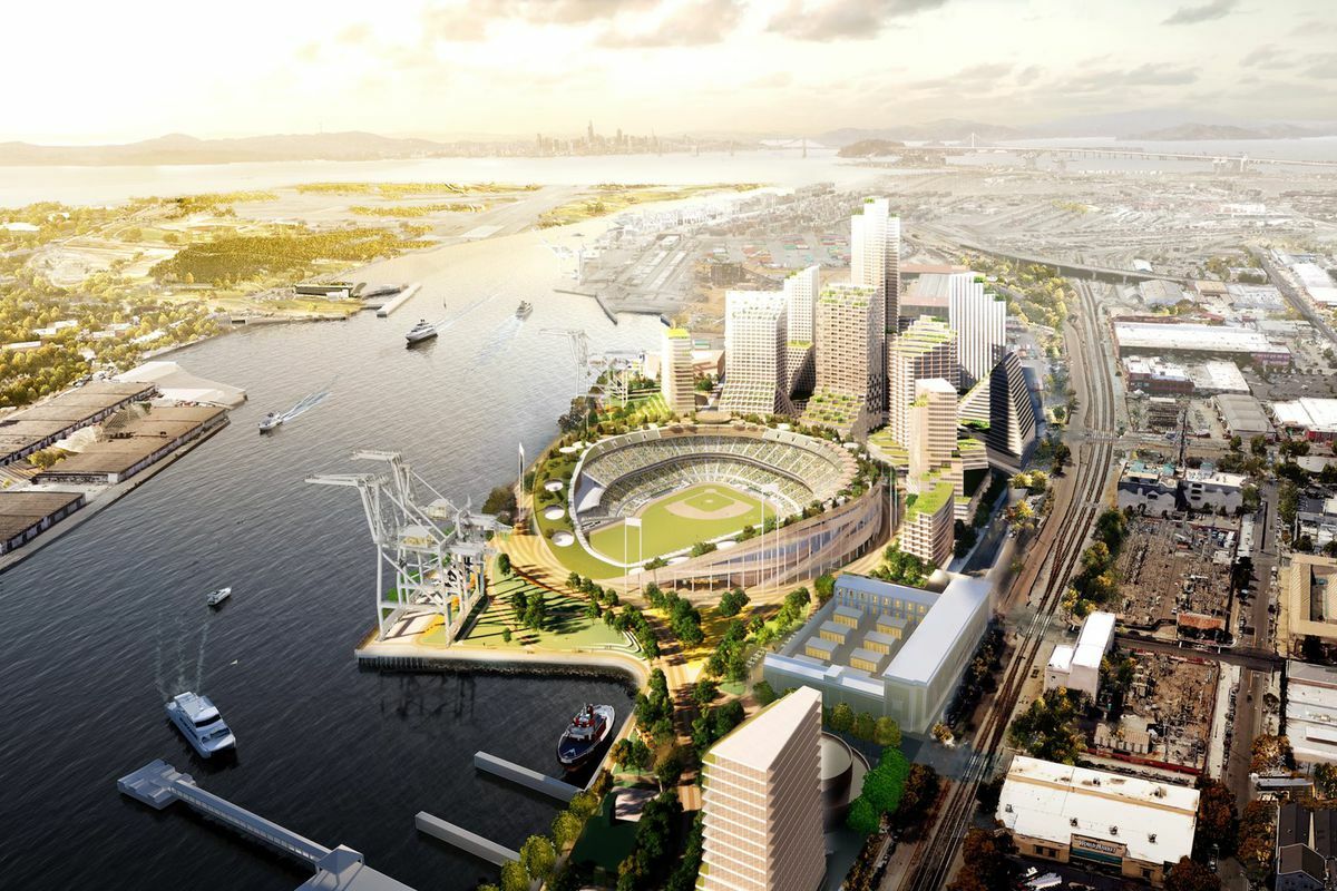 Rendering of the Oakland Athletics proposed mixed-use ballpark project