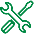 An icon of a wrench and screwdriver crossed over each other in an X pattern.
