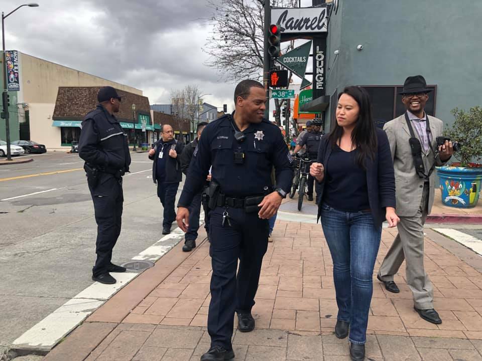 Councilmember Thao walks with OPD Officers in Oakland