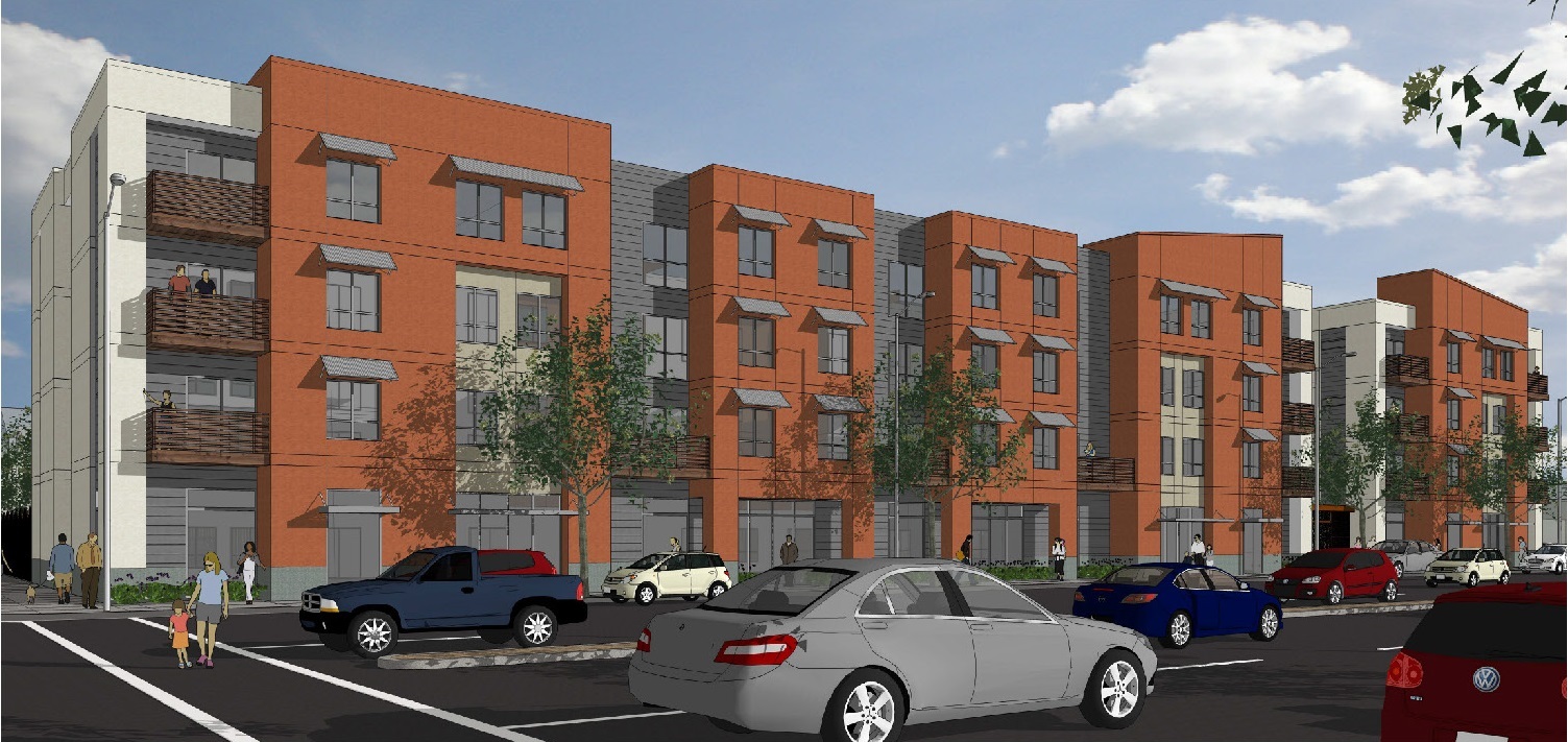 Rendering of the affordable housing project under construction at 95th Avenue and International Boulevard.