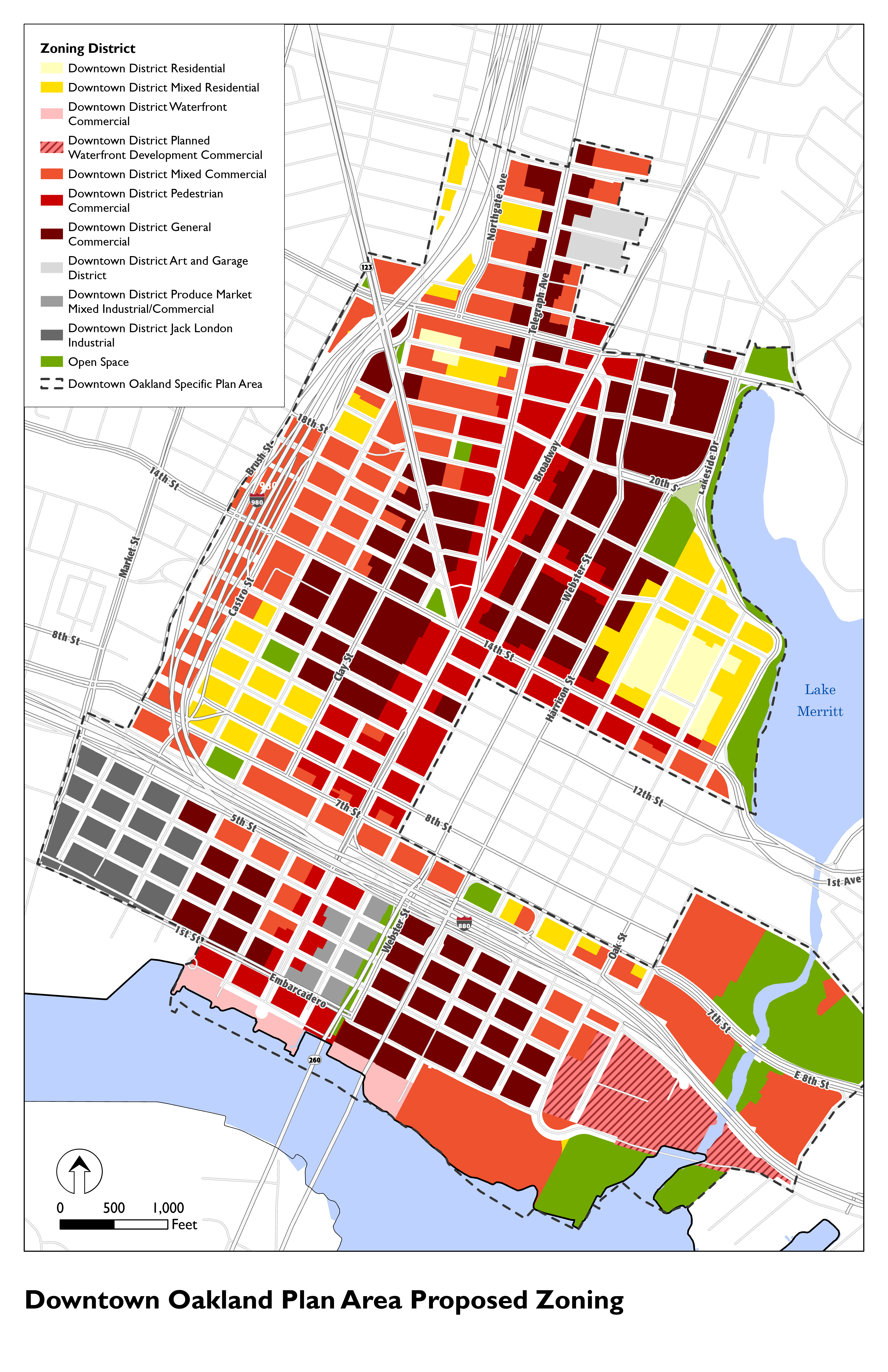 Downtown Oakland Zoning Map showing different zones in downtown area