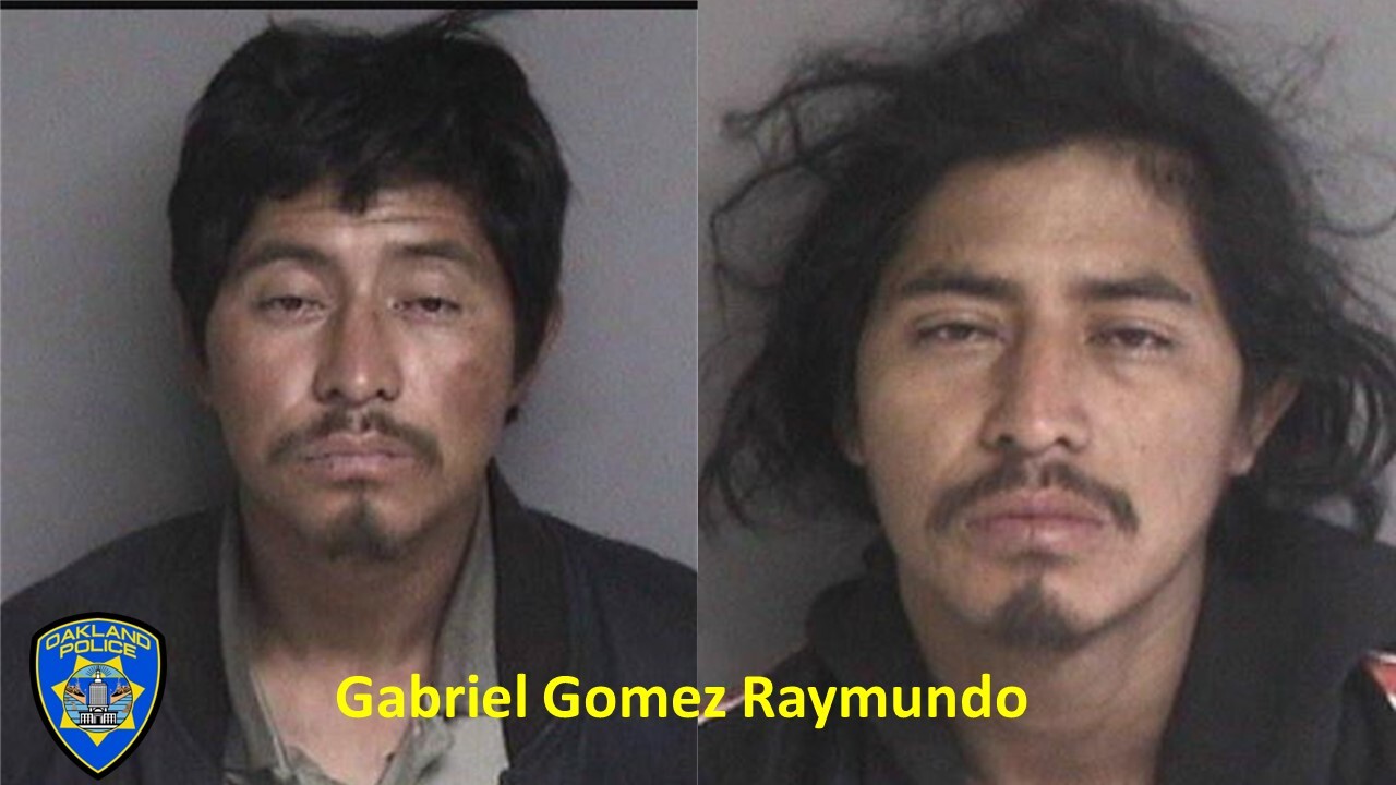 Two pictures of homicide victim Gabriel Gomez Raymundo with OPD badge logo.