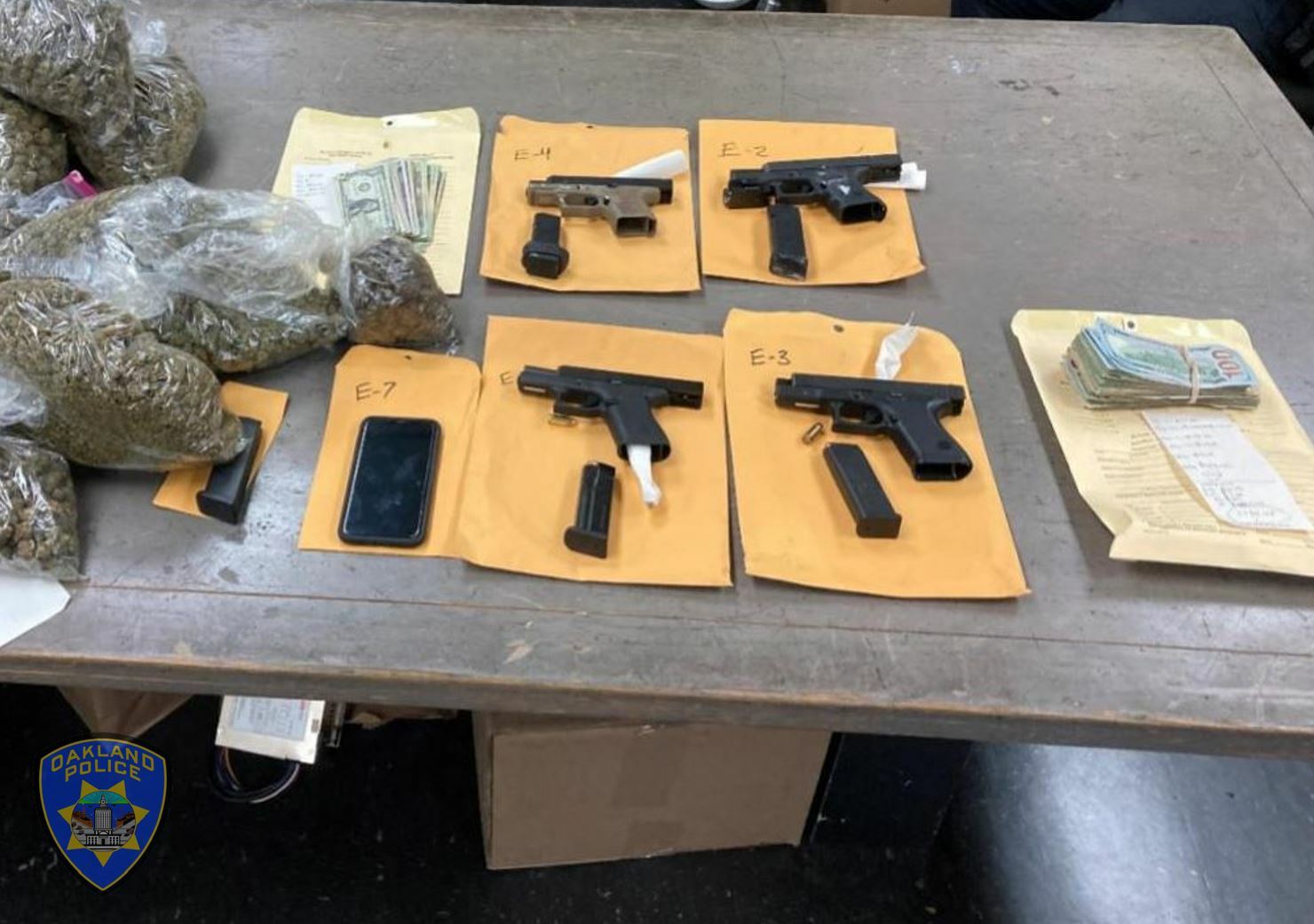 Recovered Firearms, cash and drugs
