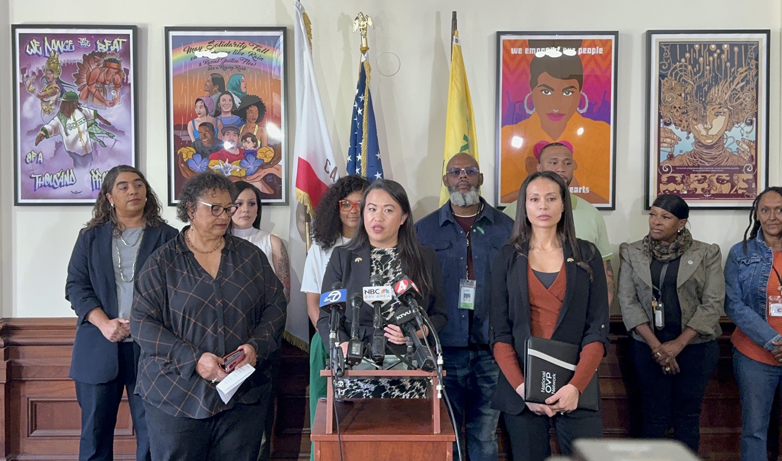 Mayor Thao, Chief Holly Joshi, DVP staff, and community stand together to celebrate a $2 million grant towards violence prevention