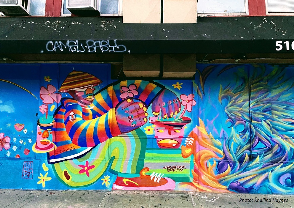 Colorful mural in Oakland's chinatown