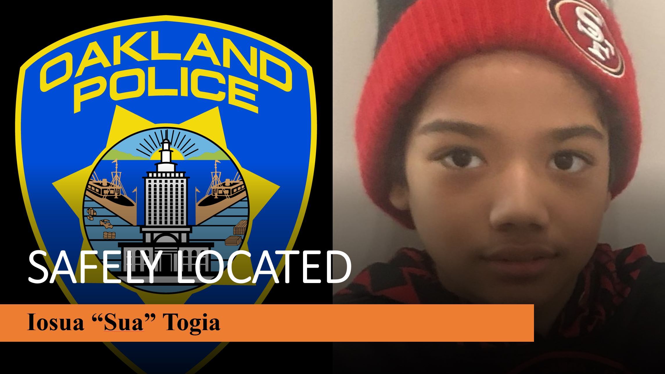 Photo of safely located person Iosua Togia