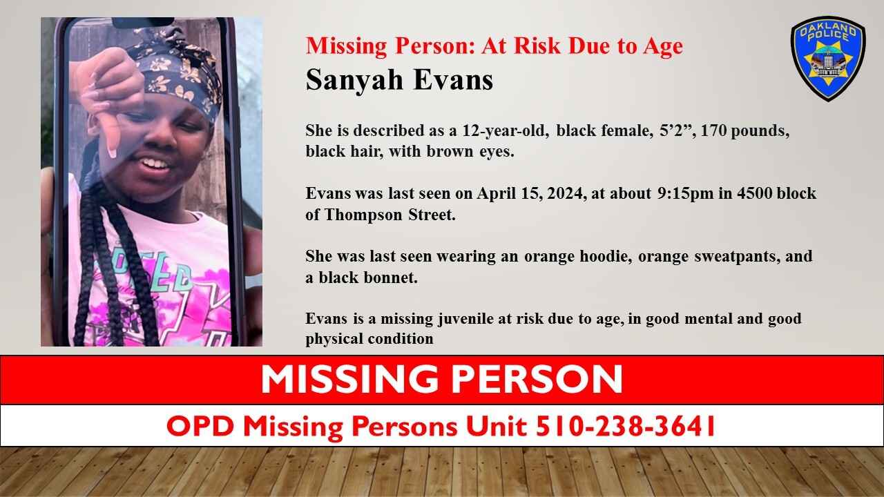 Photo of Missing Person Sanyah Evans