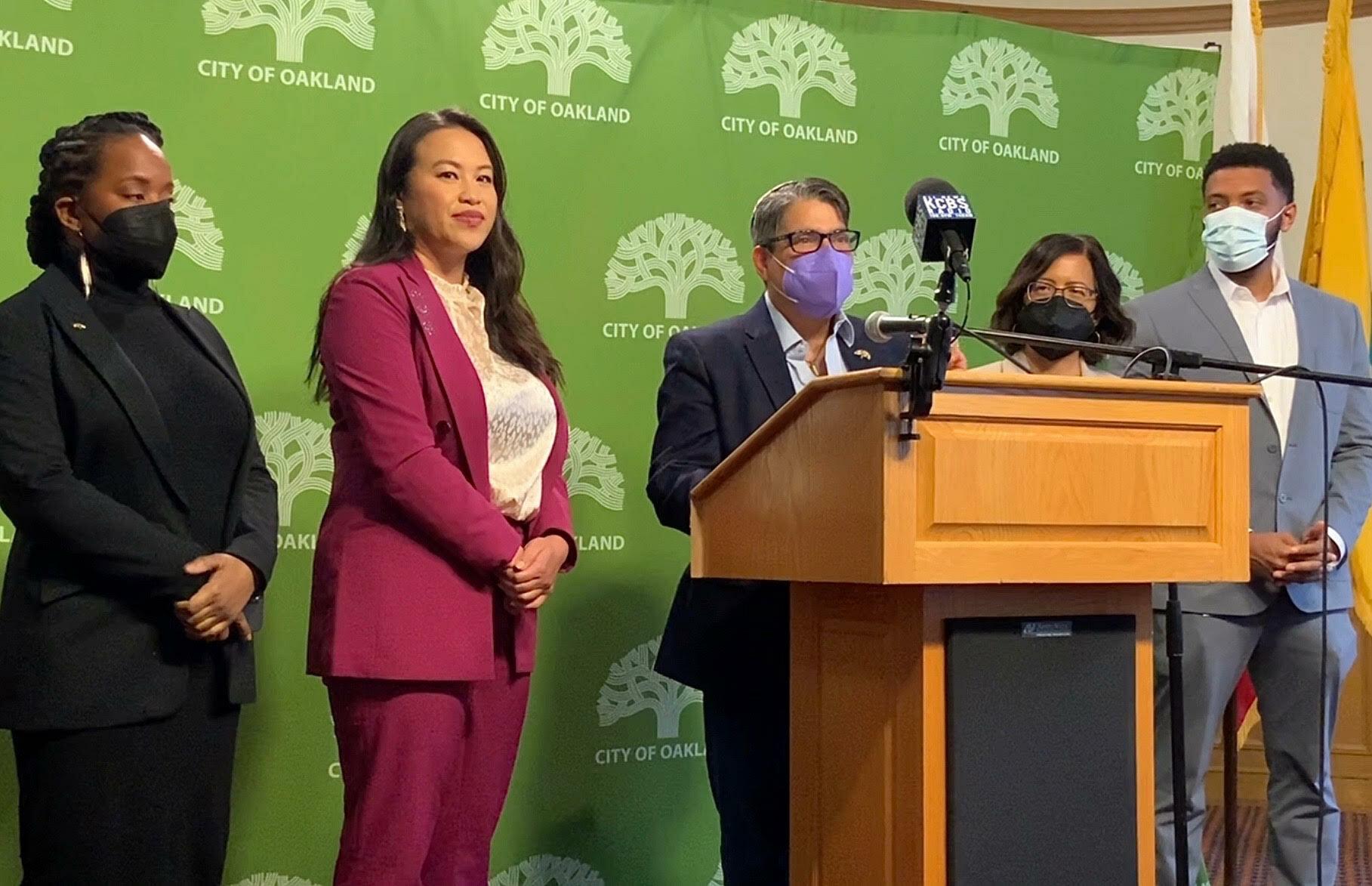 Pictured (left to right) : Councilmember Fife, Mayor Thao, Councilmember Kaplan, Council President Bas, and Councilmember Jenkins