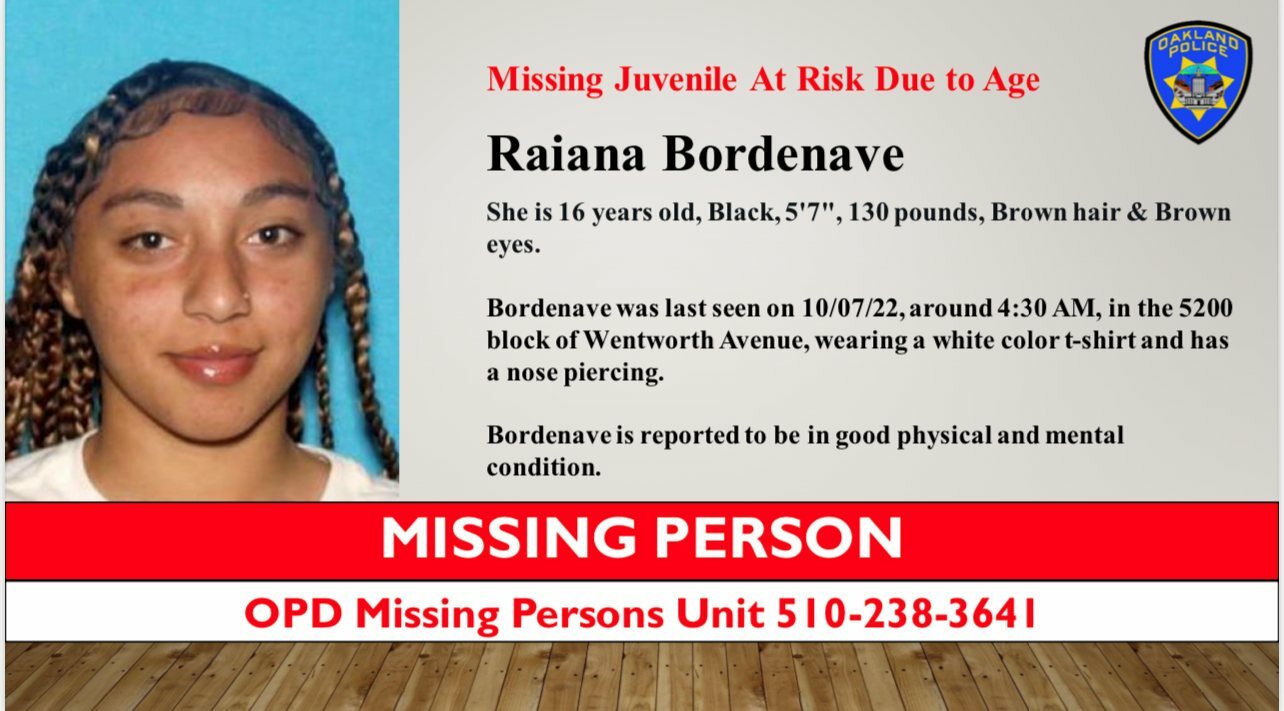 Photo of Missing Person Raiana Bordenave