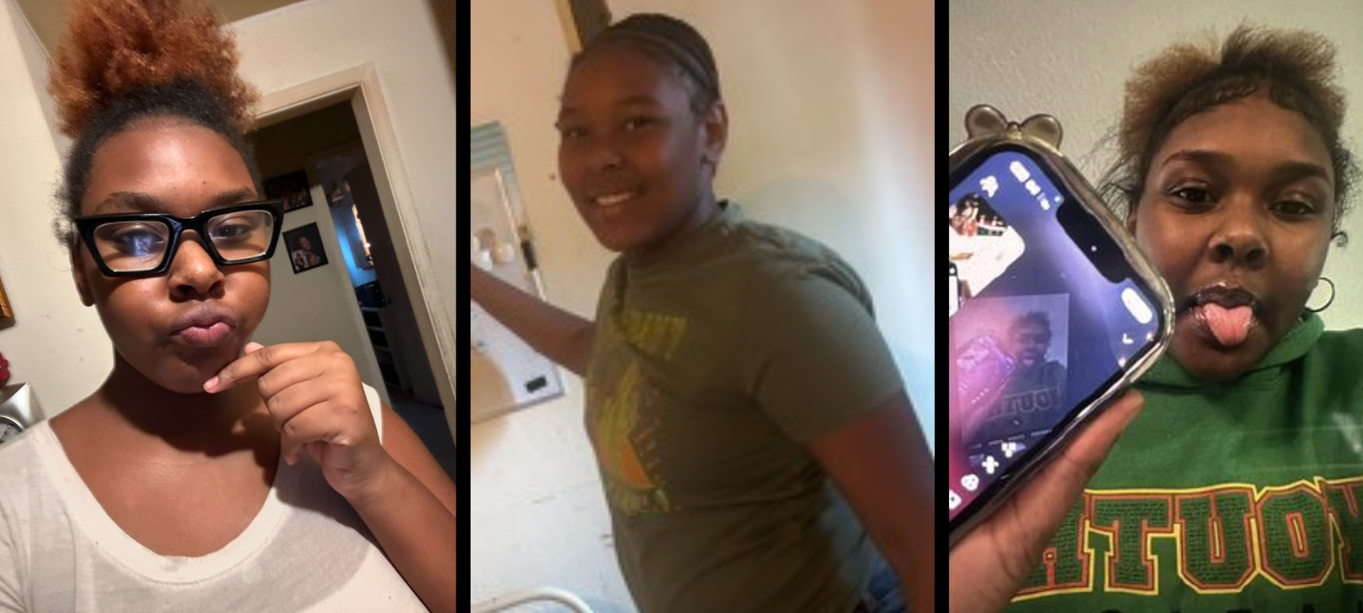 Three photos of Missing Person Samya Martin