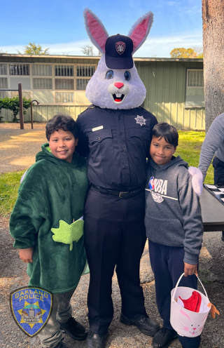 Officer Cottontail and two children