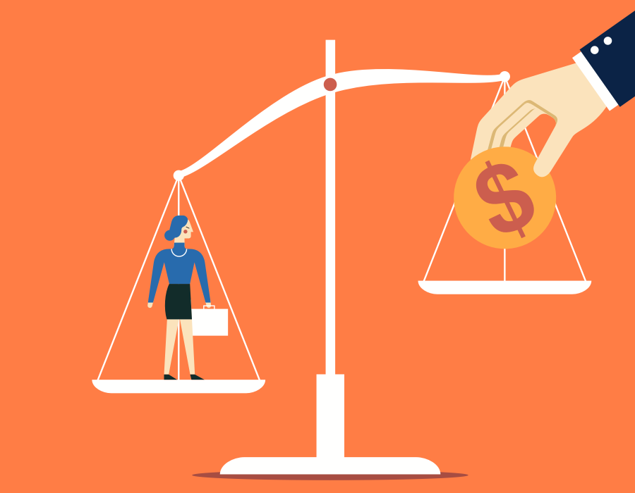 Image of unequal scale representing gender pay inequity