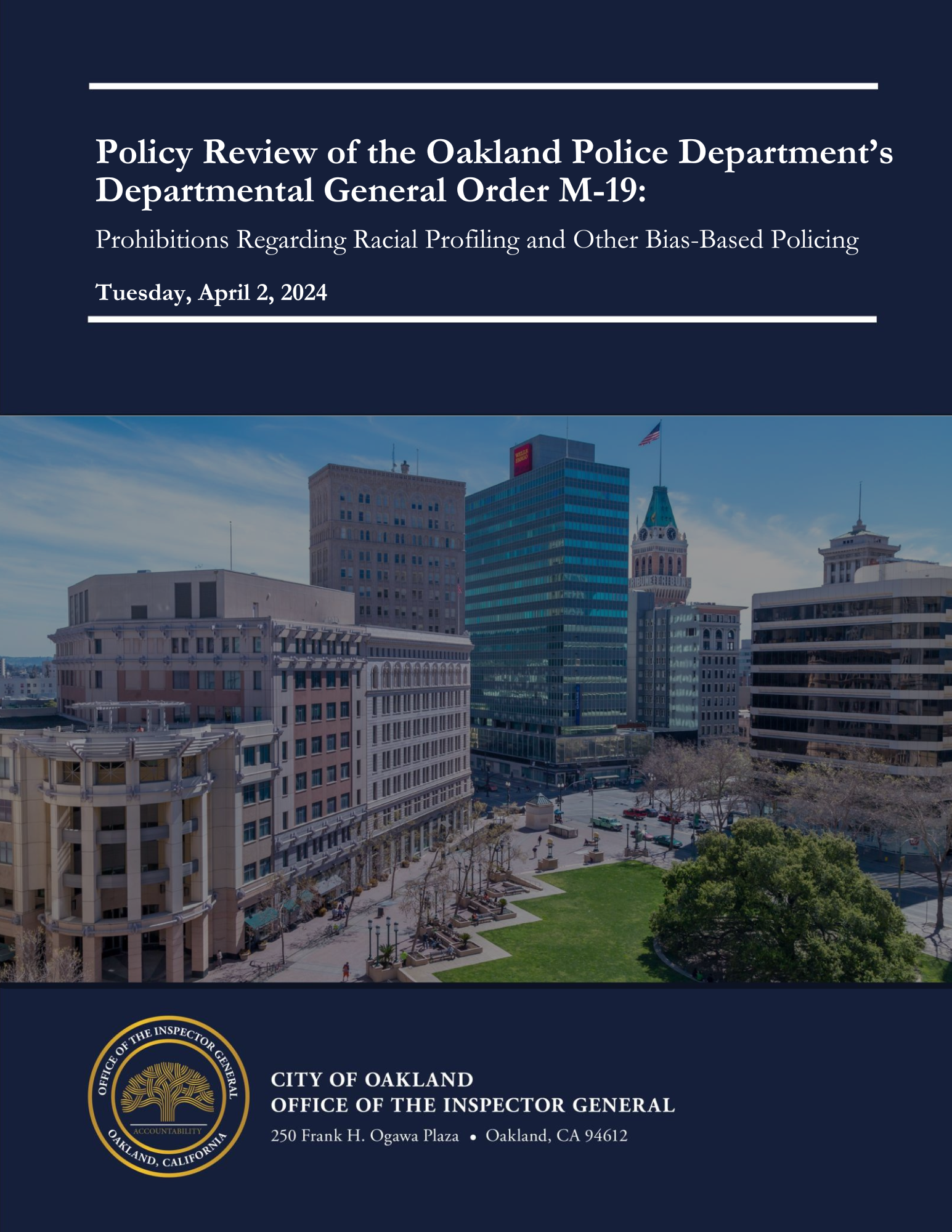 Cover Page for OIG's Departmental General Order M-19
