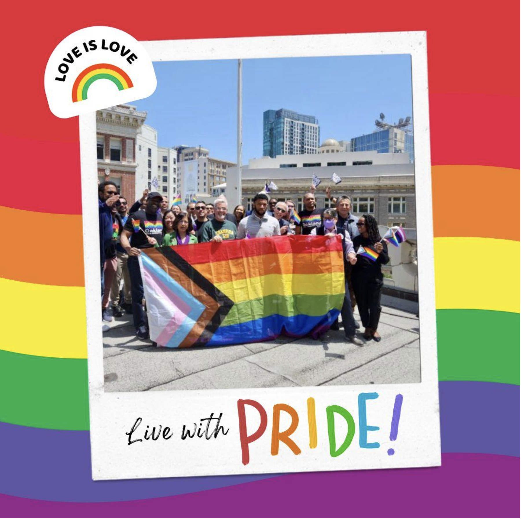 Council Member Poses in a Group Photo w/the Pride Flag