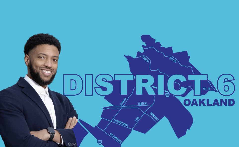 Photo of Council member Jenkins and the District 6 Map