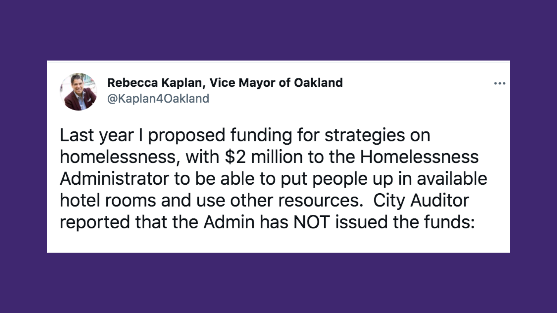 Tweet from Vice Mayor Kaplan