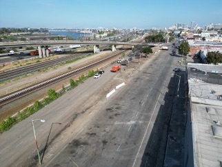 aerial view of closed encampment