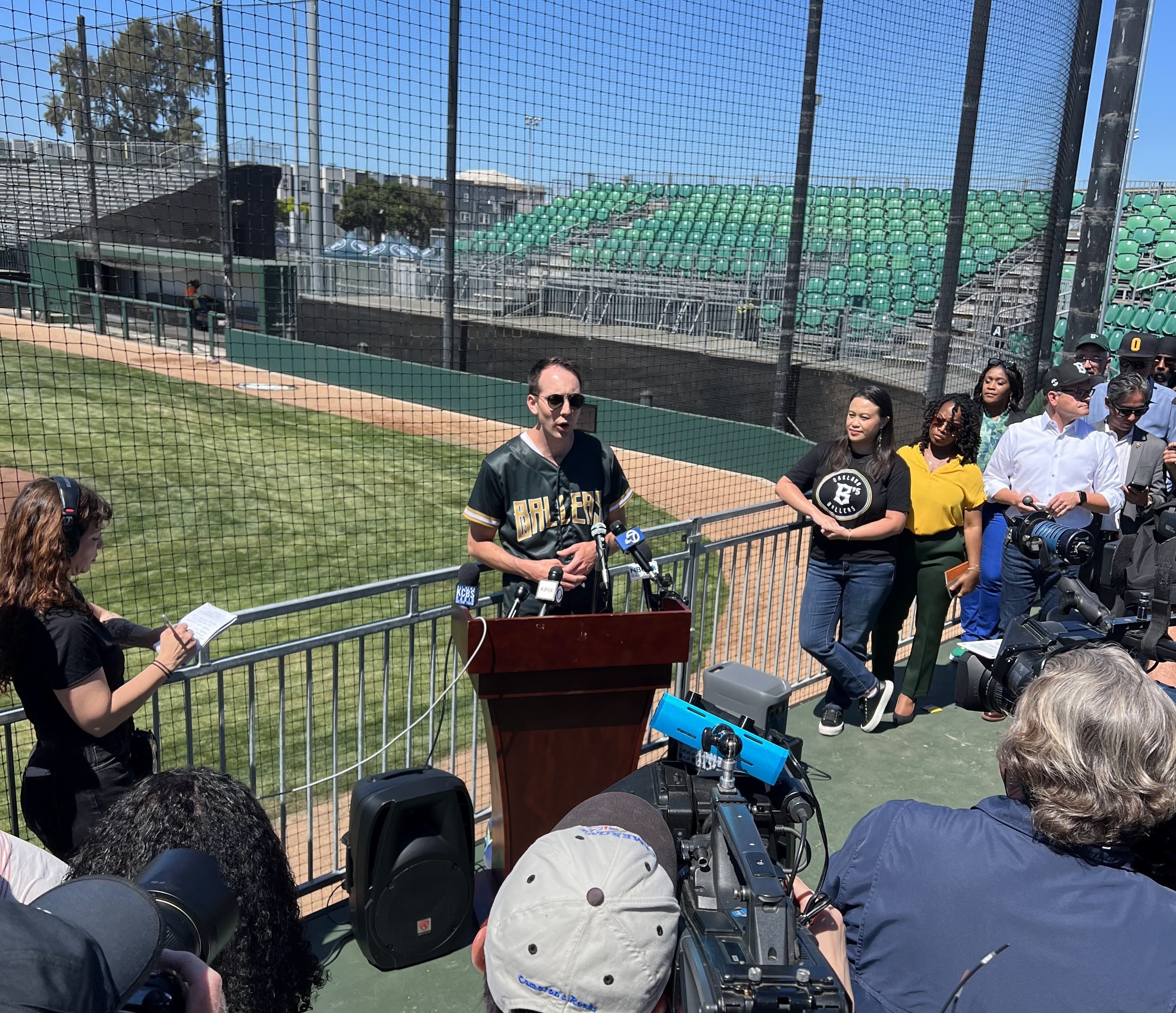 press conference at ballpark