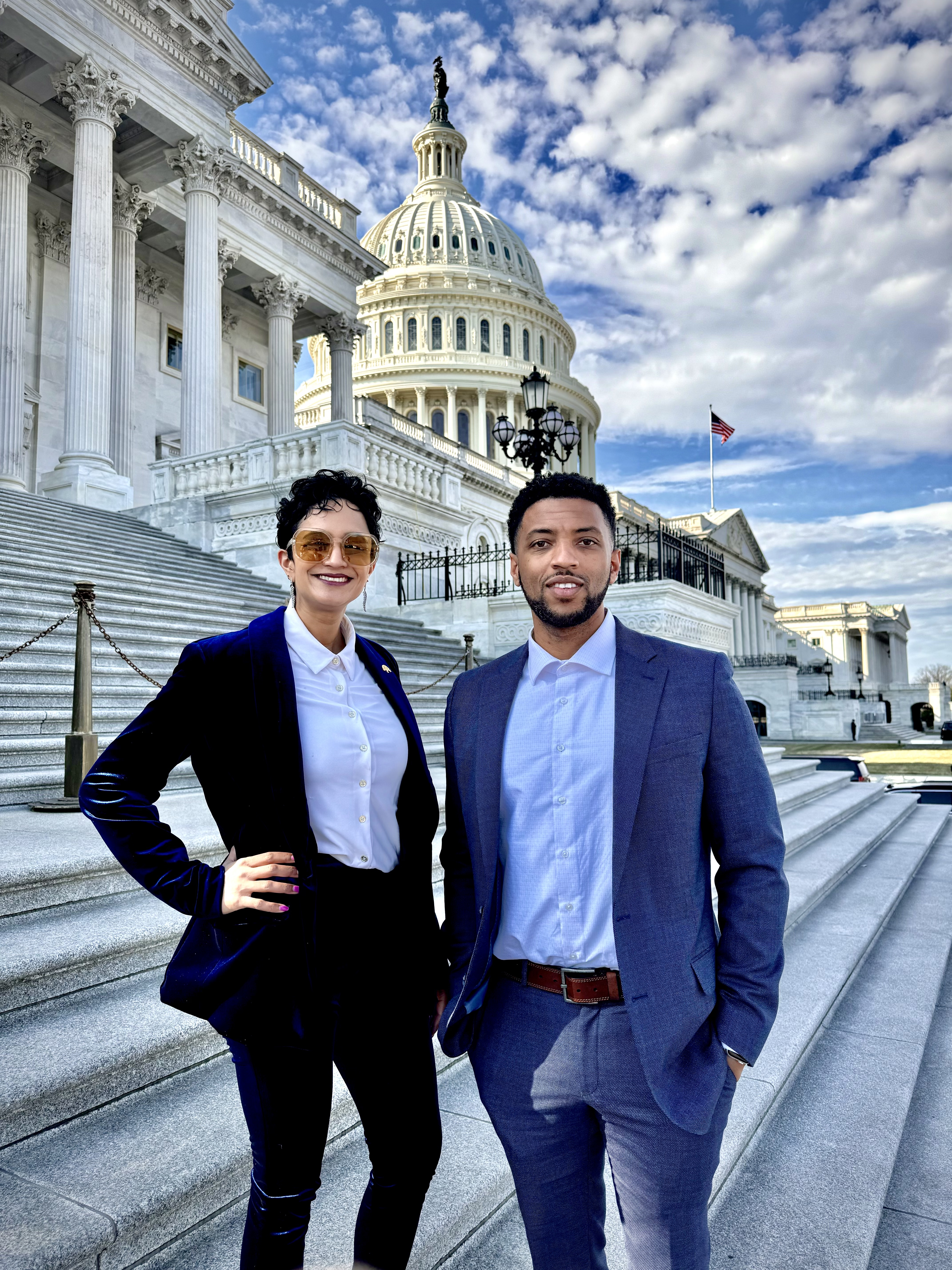 Mayor Kevin Jenkins and Councilmember Janani Ramachandran stand outside the Capital in Washington DC (photo courtesy of the District 4 Council Office).