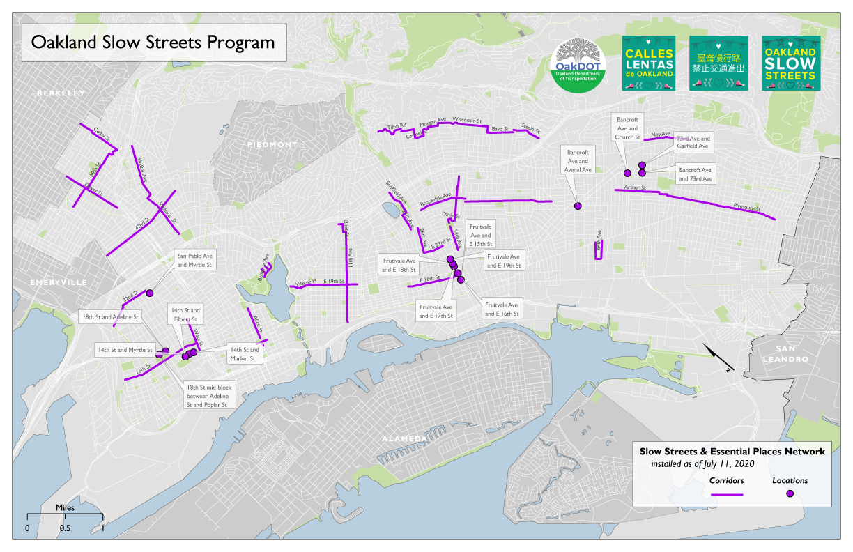 Map of Project: Oakland Slow Streets - Essential Places