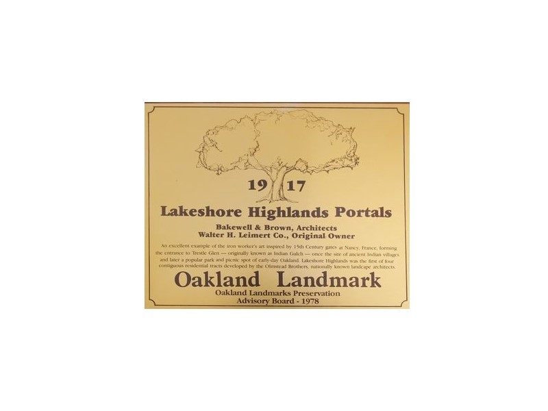 Oakland Designated Landmark 19: Lakeshore Highlands Portals (Image A) Image